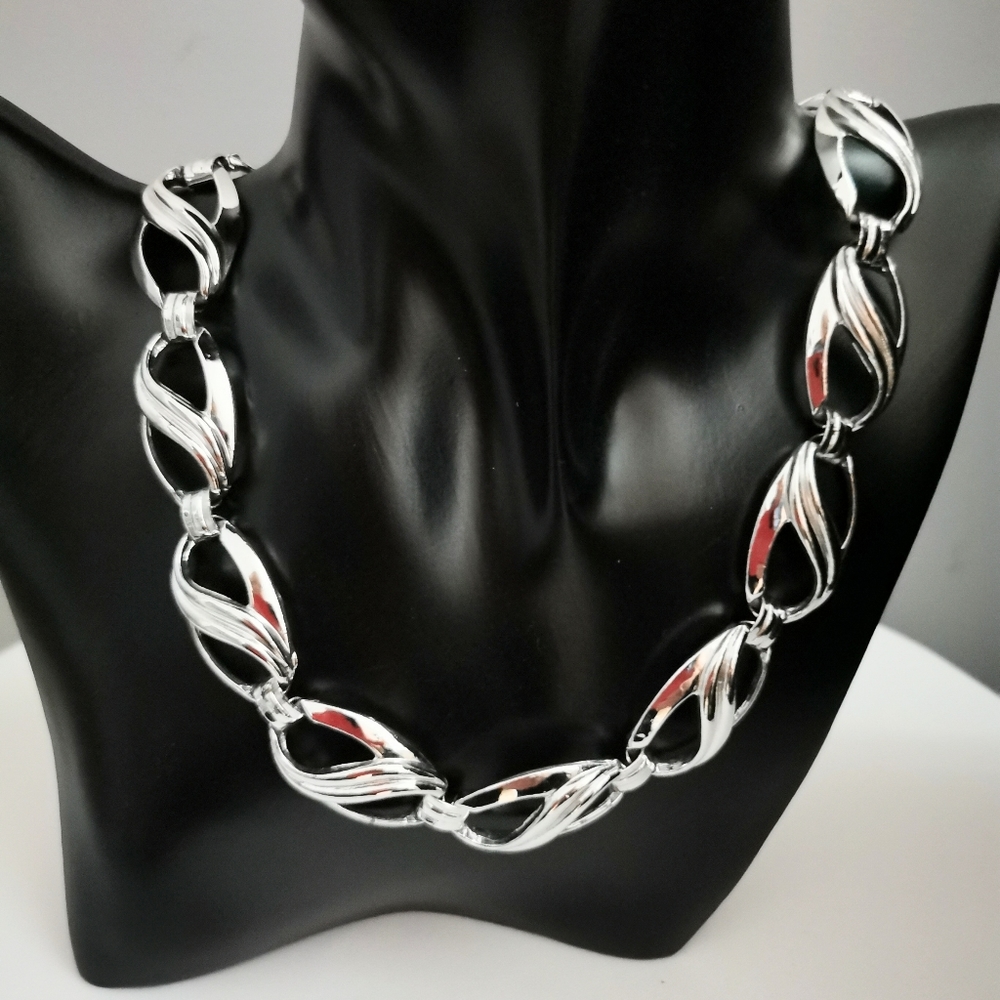 Silver Sterling Silver necklace, Miami chain necklace, silver tone Miami necklac